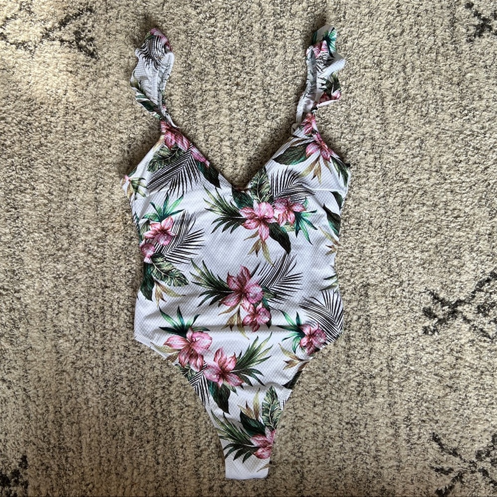 Shade & Shore Textured Ruffle Strap One Piece
